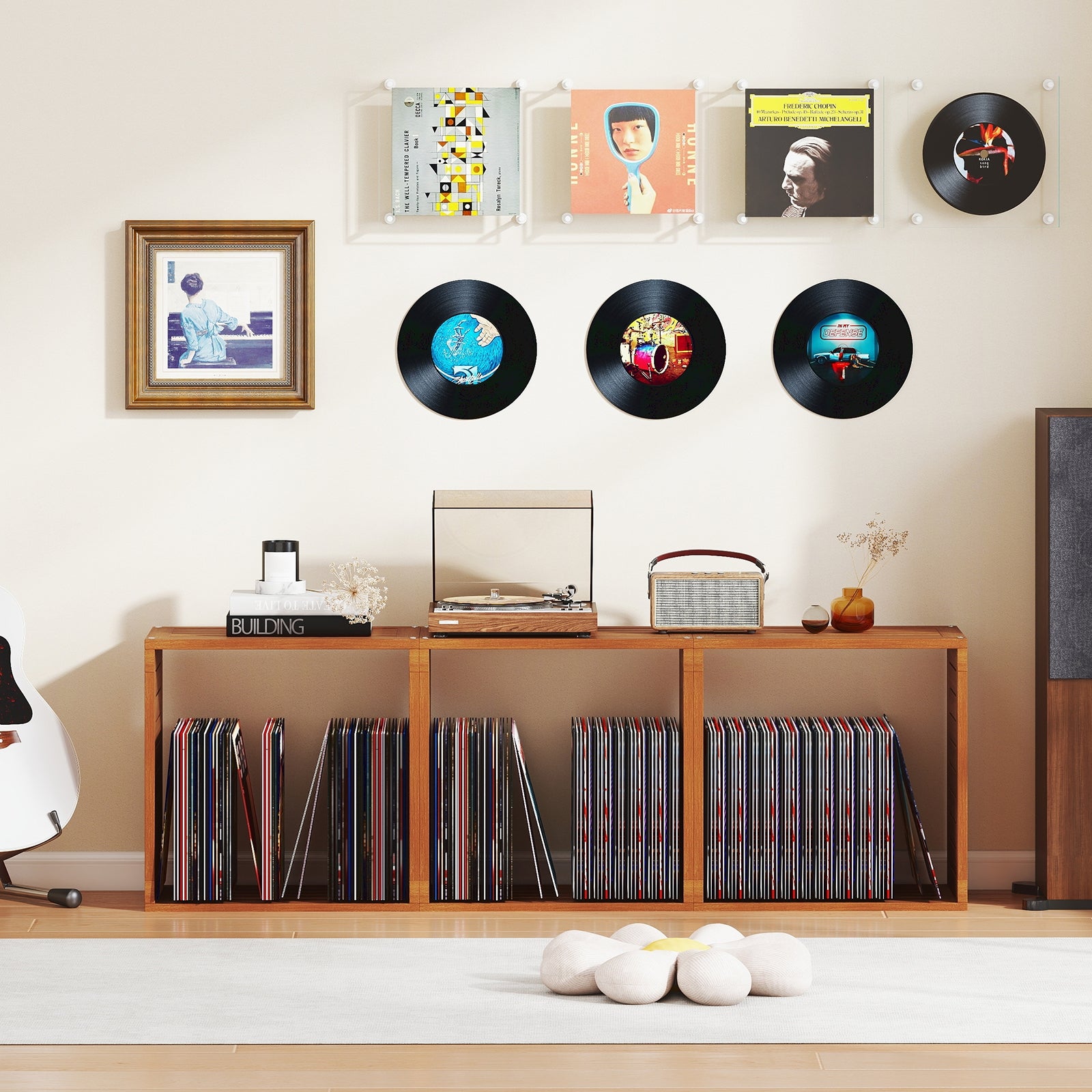 3 Cube Bookcases Solid Wood Stacking Storage Organizers with Open Slatted Design, Teak Bookcases at Gallery Canada