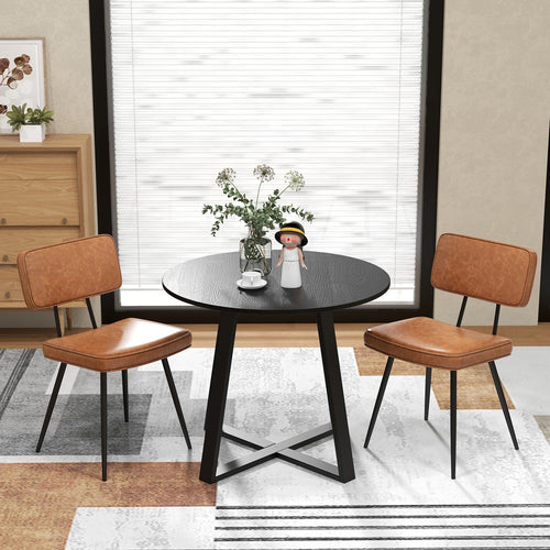 Dining Chair Set of 2 with Padded Backrest and Seat, Brown