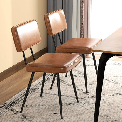 Dining Chair Set of 2 with Padded Backrest and Seat, Brown Dining Chairs at Gallery Canada