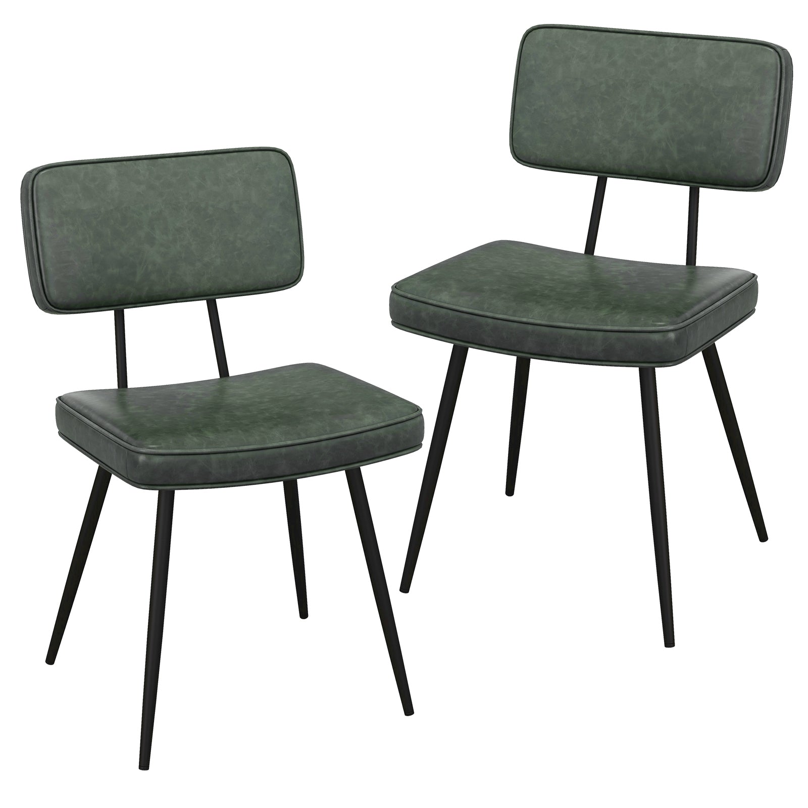 Dining Chair Set of 2 with Padded Backrest and Seat, Dark Green Dining Chairs Dark Green at Gallery Canada