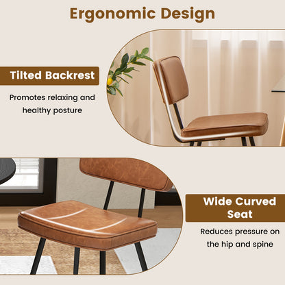 Dining Chair Set of 2 with Padded Backrest and Seat, Brown Dining Chairs at Gallery Canada