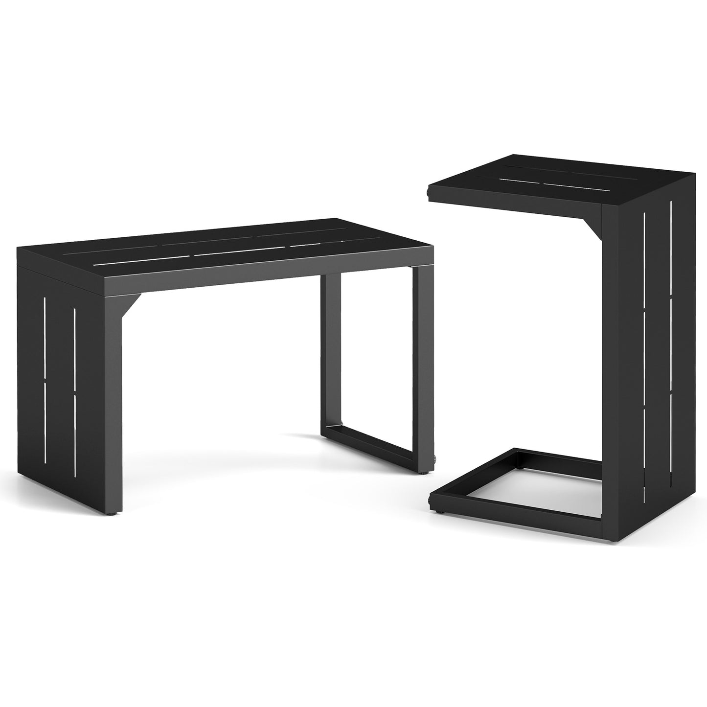 Set of 2 C-Shaped End Tables, Adjustable Foot Pads, Black End & Side Tables at Gallery Canada
