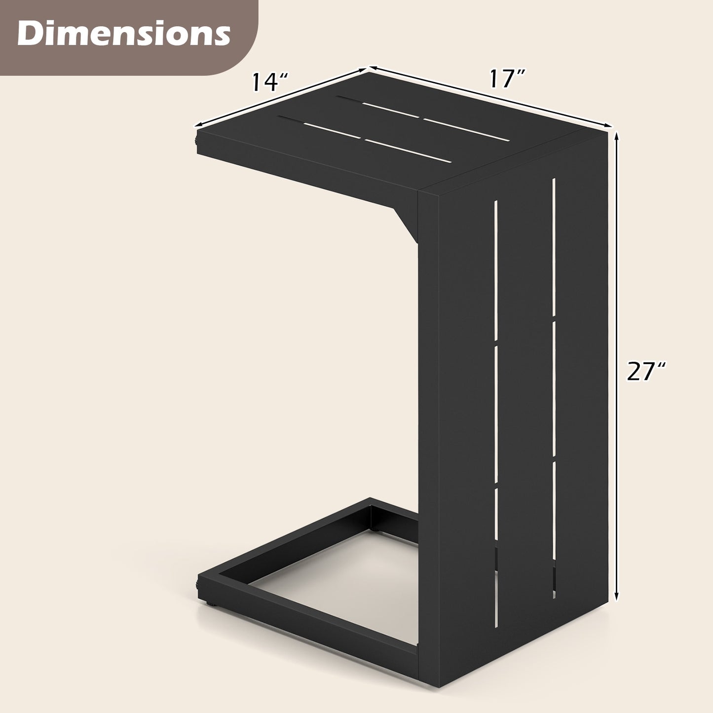 Set of 2 C-Shaped End Tables, Adjustable Foot Pads, Black End & Side Tables at Gallery Canada