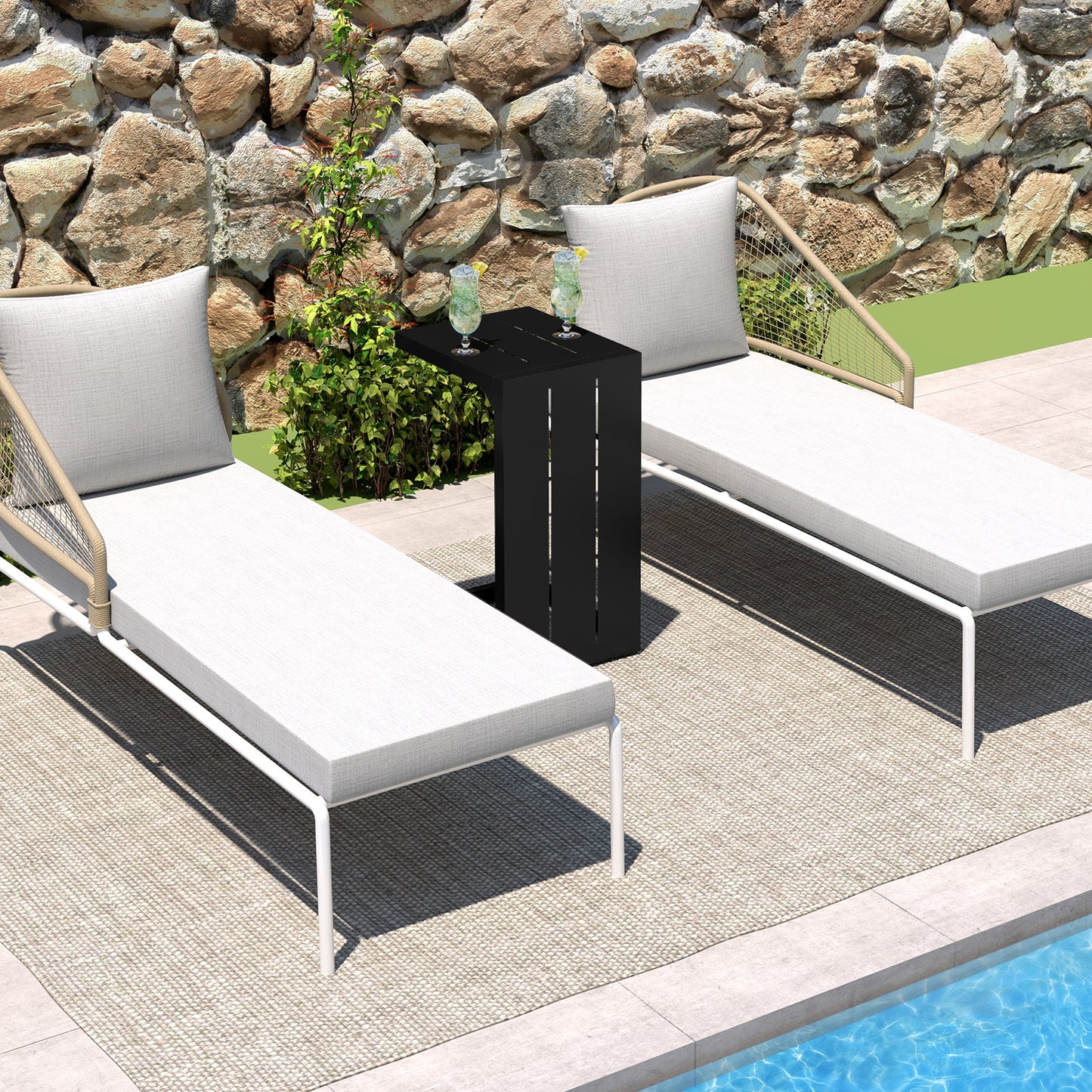 Set of 2 C-Shaped End Tables, Adjustable Foot Pads, Black End & Side Tables at Gallery Canada