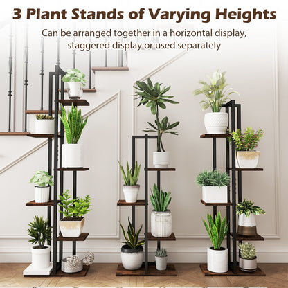 3 Pieces Tall Wood Plant Stand Set 4+5+6-Tier Indoor Flower Stands, Rustic Brown Plant Stands at Gallery Canada