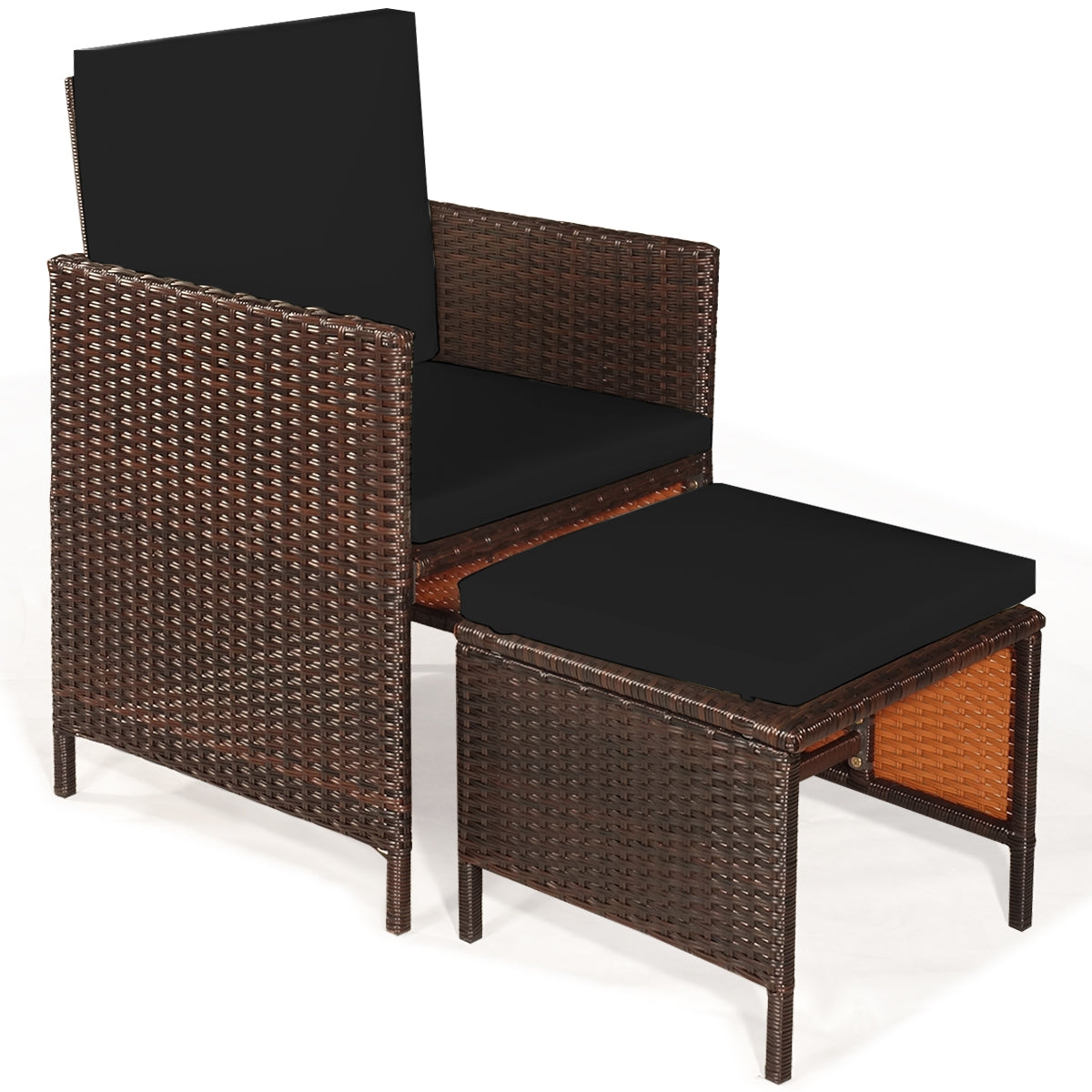 9 Pieces Patio Rattan Dining Cushioned Chairs Set, Black Patio Dining Sets at Gallery Canada