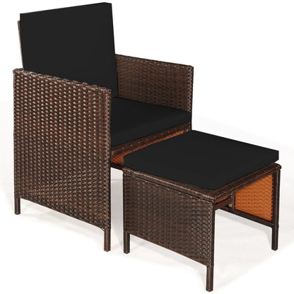 9 Pieces Patio Rattan Dining Cushioned Chairs Set, Black Patio Dining Sets at Gallery Canada