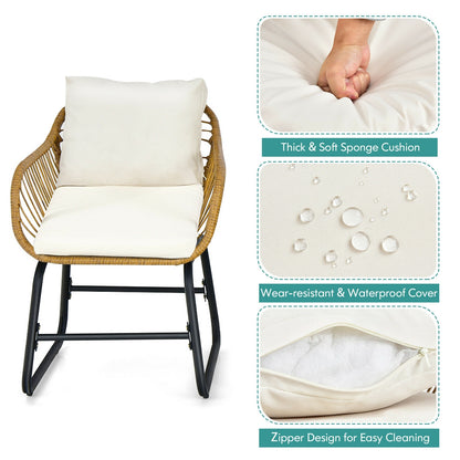 3-Piece Patio Bistro Set with 2 Rattan Chairs and Square Glass Coffee Table, White Patio Conversation Sets at Gallery Canada