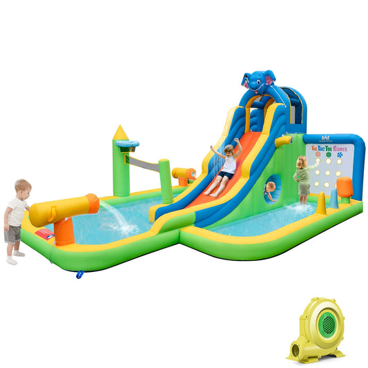 Inflatable Water Slide, 9-In-1 Giant Water Park, 735W Blower, Multicolor Bounce House Multicolor at Gallery Canada