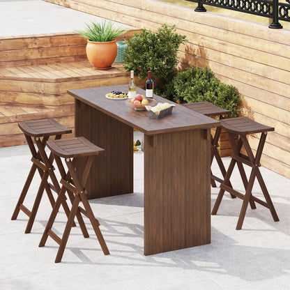 Bar Stools Set of 2 with Saddle Seat and Footrest for Kitchen Island and Balcony, Teak Bar Stools at Gallery Canada