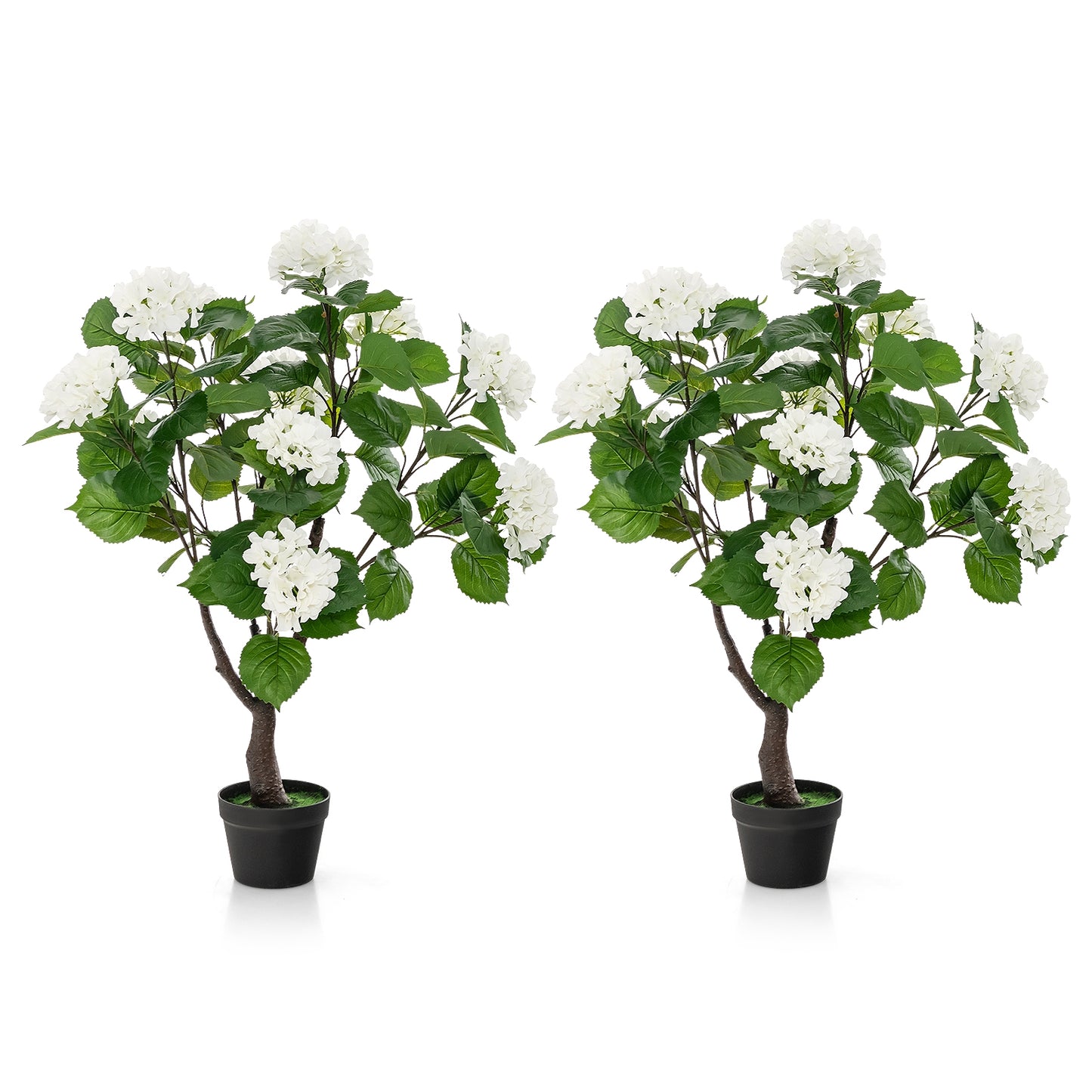 Artificial Hydrangea Tree, 11 White Flowers, White Faux Plants White at Gallery Canada
