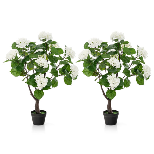 Artificial Hydrangea Tree, 11 White Flowers, White Faux Plants White at Gallery Canada