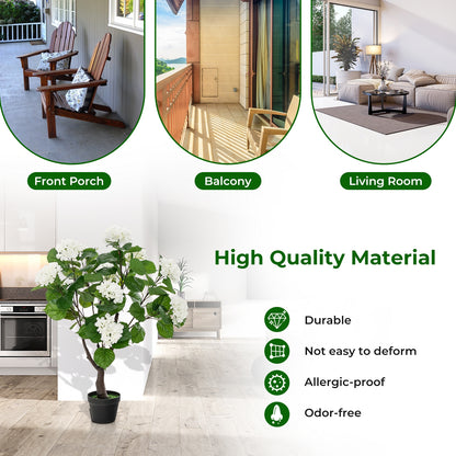 Artificial Hydrangea Tree Fake Floral Plant with 11 White Flowers, White Faux Plants at Gallery Canada