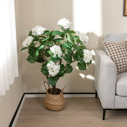 Artificial Hydrangea Tree Fake Floral Plant with 11 White Flowers, White Faux Plants at Gallery Canada