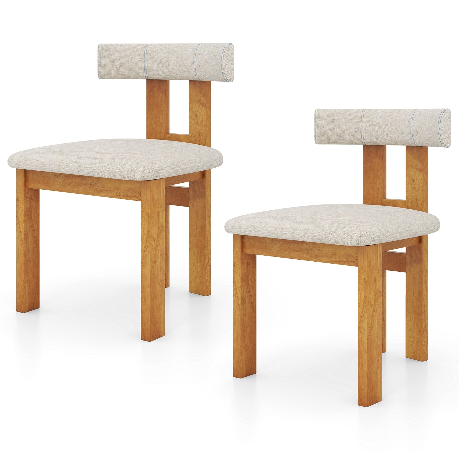 Dining Chair Set of 2 Upholstered Kitchen Chair with Padded Seat, Natural Dining Chairs at Gallery Canada