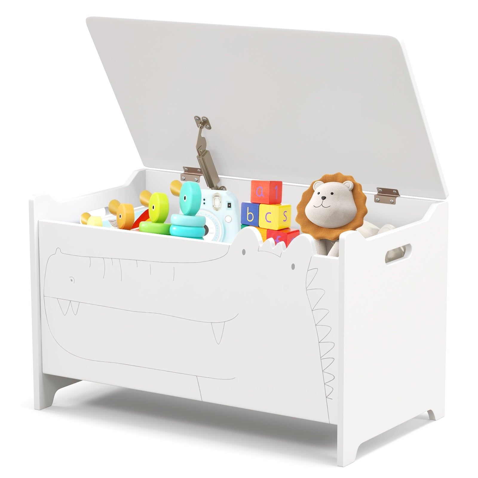 Wooden Kids Toy Box with Safety Hinge, White Kids Storage at Gallery Canada