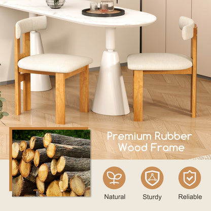 Dining Chair Set of 2 Upholstered Kitchen Chair with Padded Seat, Natural Dining Chairs at Gallery Canada