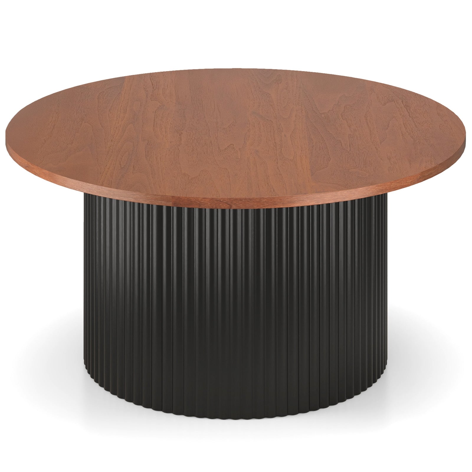 Round Coffee Table with Solid Wood Frame and Wooden Top, Walnut Coffee Tables at Gallery Canada