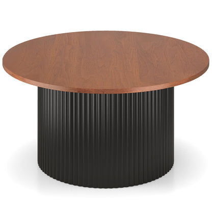 Round Coffee Table with Solid Wood Frame and Wooden Top, Walnut Coffee Tables at Gallery Canada