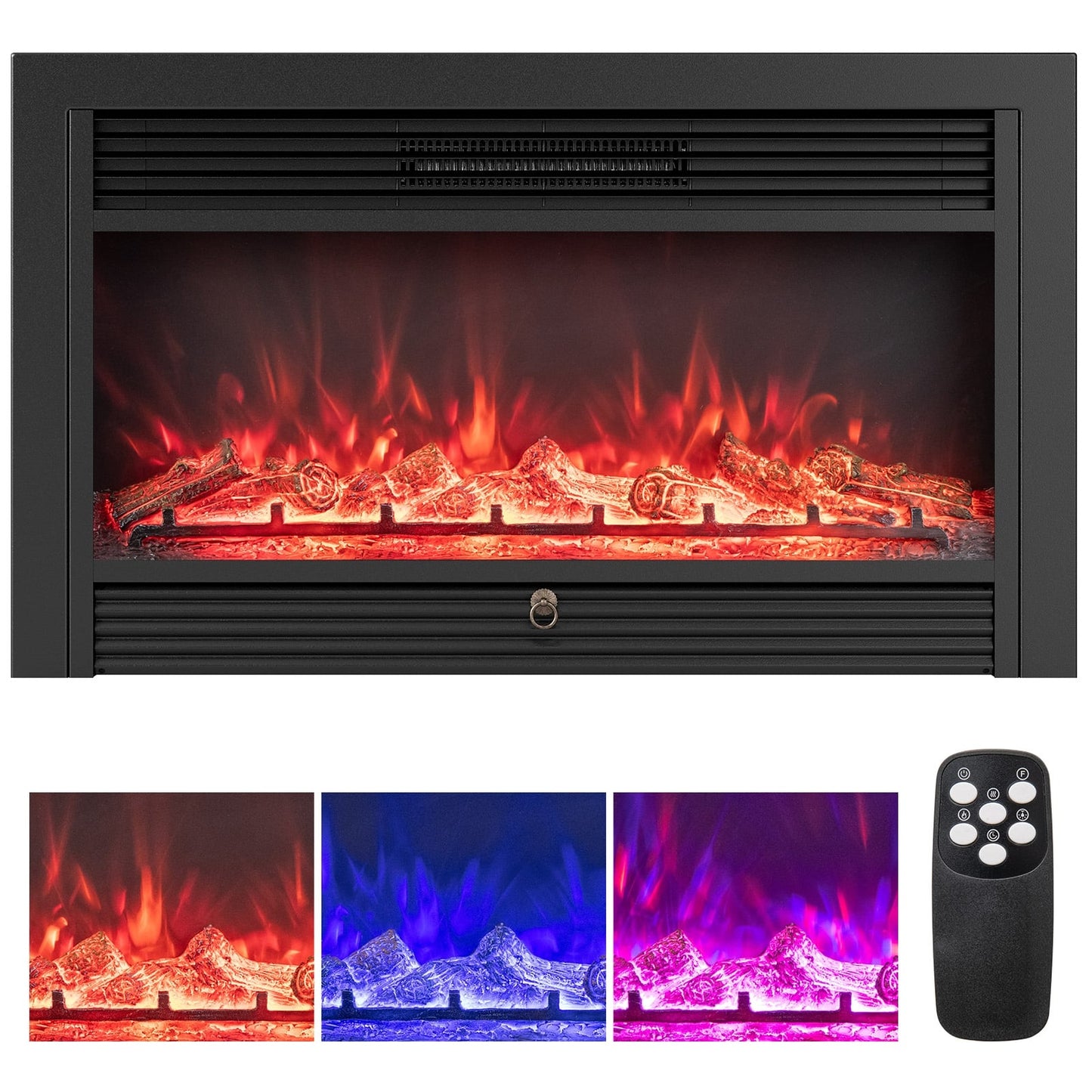 33/36-Inch Electric Fireplace Insert, 750W/1500W Heater, Black Fireplaces Black at Gallery Canada