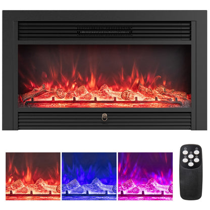 33/36-Inch Electric Fireplace Insert, 750W/1500W Heater, Black Fireplaces Black at Gallery Canada