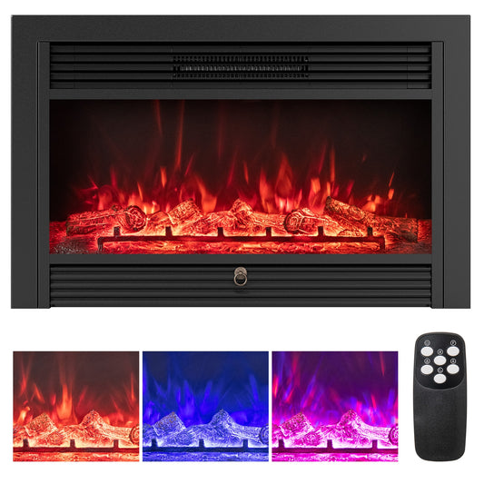 33/36-Inch Electric Fireplace Insert, 750W/1500W, Recessed Heater, Black Fireplaces Black at Gallery Canada