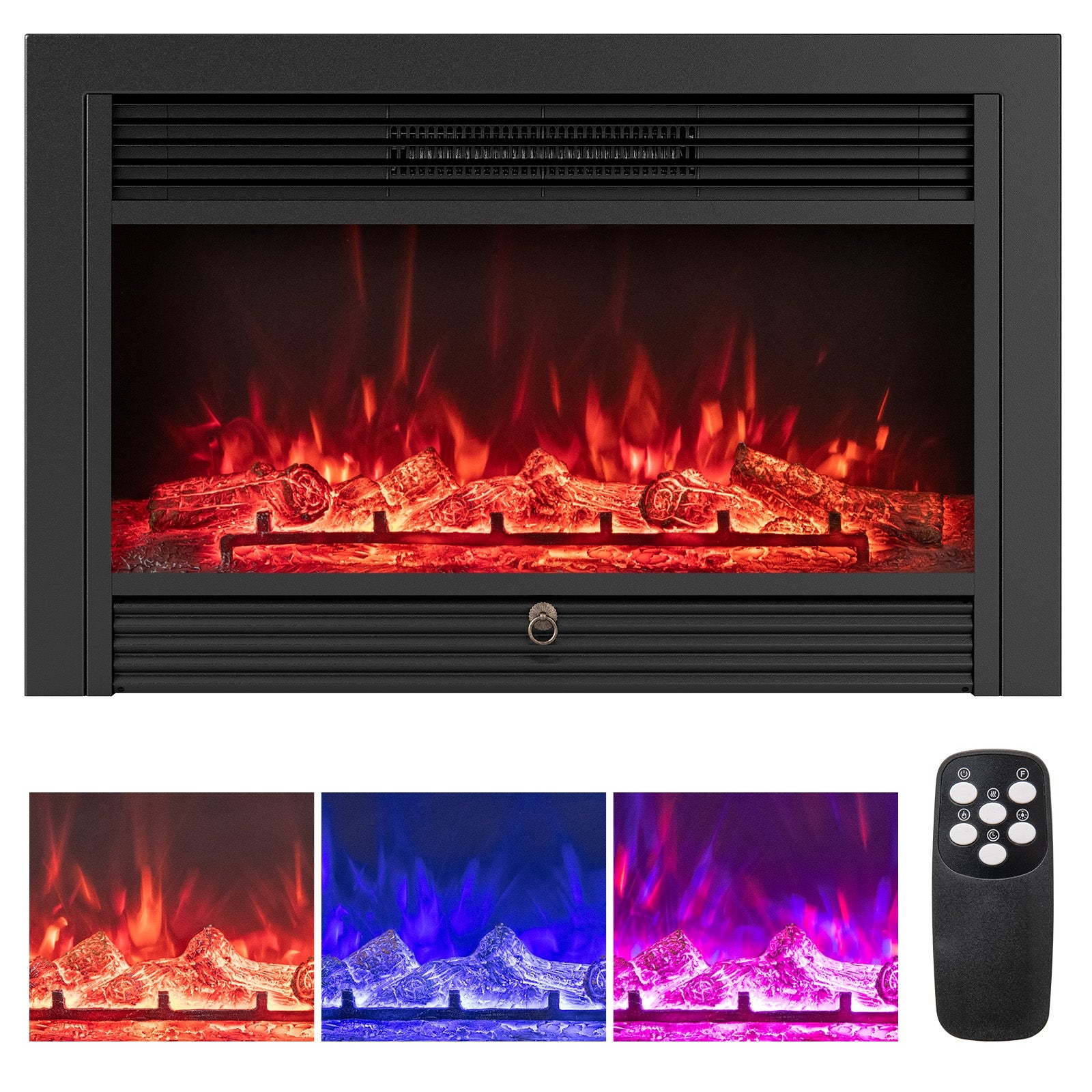 33/36-Inch Electric Fireplace Insert, 750W/1500W, Recessed Heater, Black Fireplaces at Gallery Canada