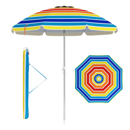 6.5 Feet Beach Umbrella with Carry Bag without Weight Base, Multicolor Outdoor Umbrellas Multicolor at Gallery Canada