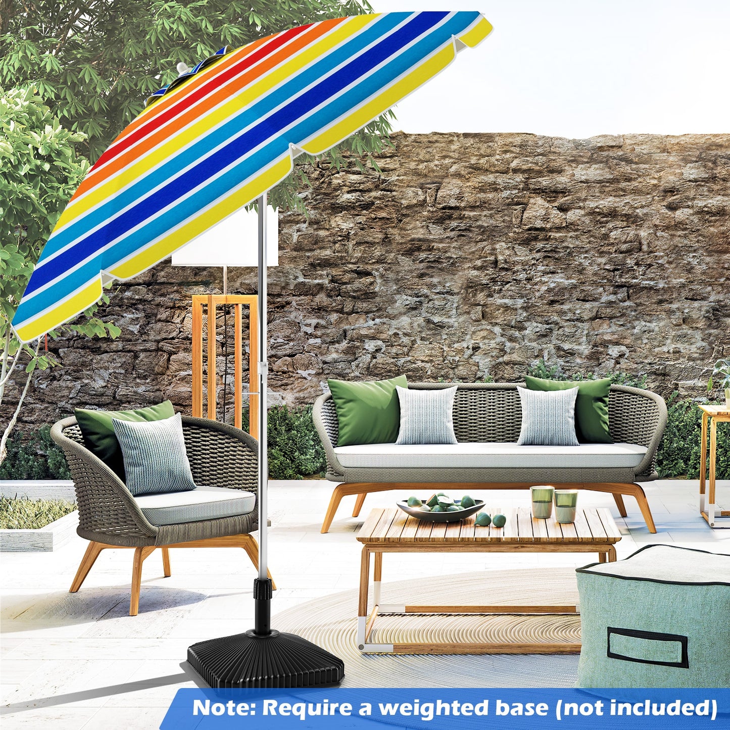 6.5 Feet Beach Umbrella with Carry Bag without Weight Base, Multicolor Outdoor Umbrellas at Gallery Canada