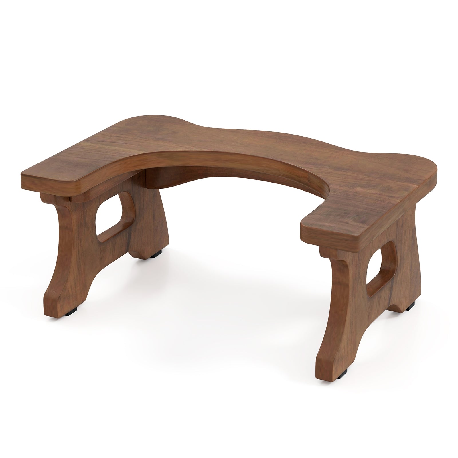 7 Inch Teak Wood Toilet Stool with Non-slip Foot Pads for Bathroom, Natural Bath Safety at Gallery Canada