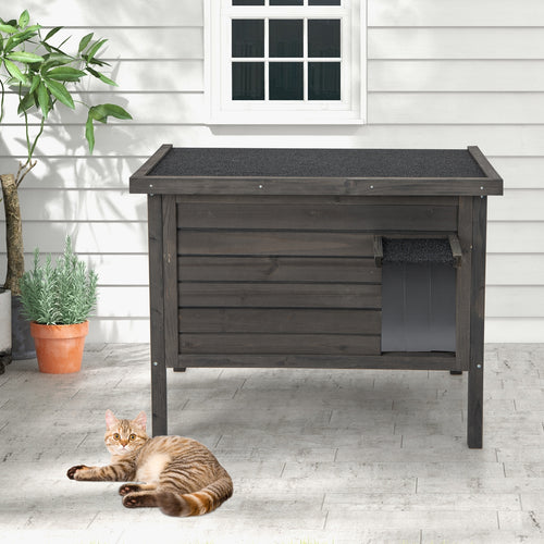 Outdoor Insulated Cat House with All-Round Foam Insulated for Winter, Gray