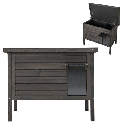 Outdoor Insulated Cat House with All-Round Foam Insulated for Winter, Gray Cat Houses at Gallery Canada