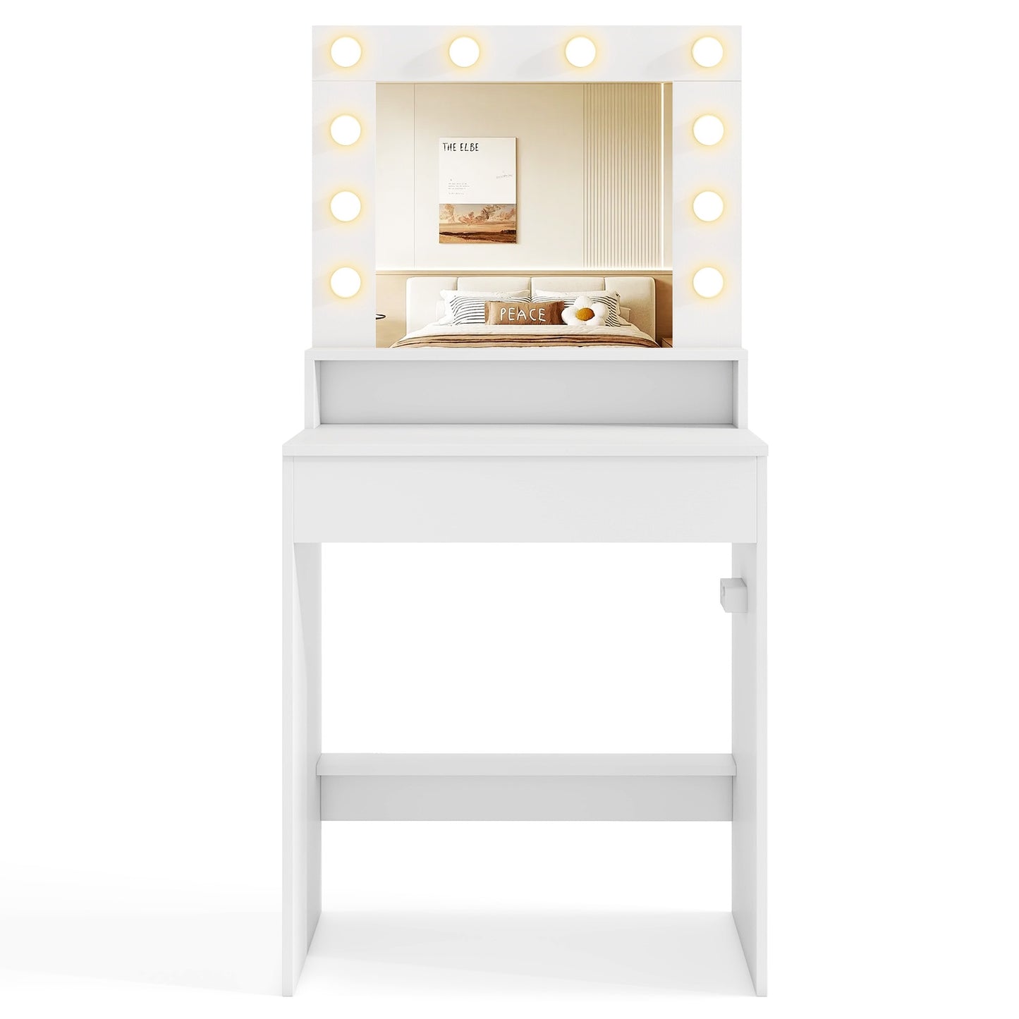 Vanity Desk with Adjustable Brightness and 3 Light Modes for Bedroom, White Makeup Vanities at Gallery Canada