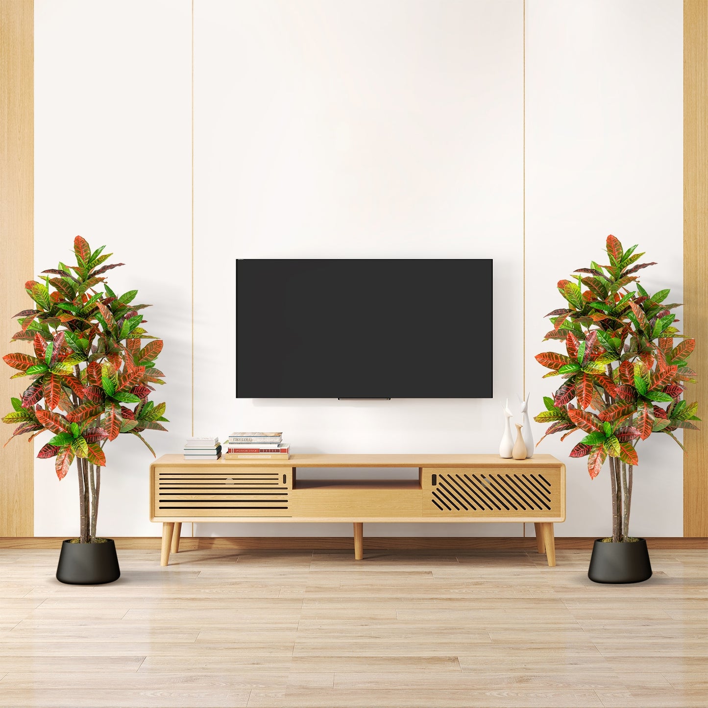 5 FT Tall Artificial Croton Plant with Gradient Leaves and Nursery Pot-1 Peice Faux Plants at Gallery Canada