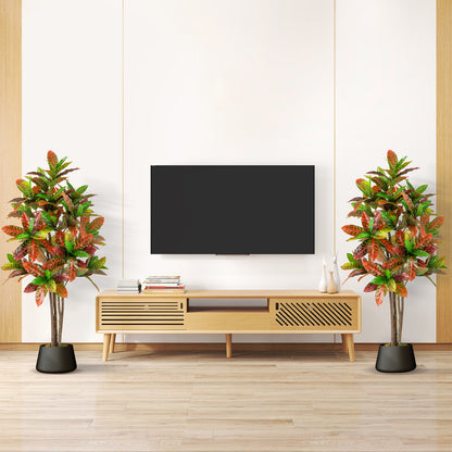 5 FT Tall Artificial Croton Plant with Gradient Leaves and Nursery Pot-1 Peice Faux Plants at Gallery Canada