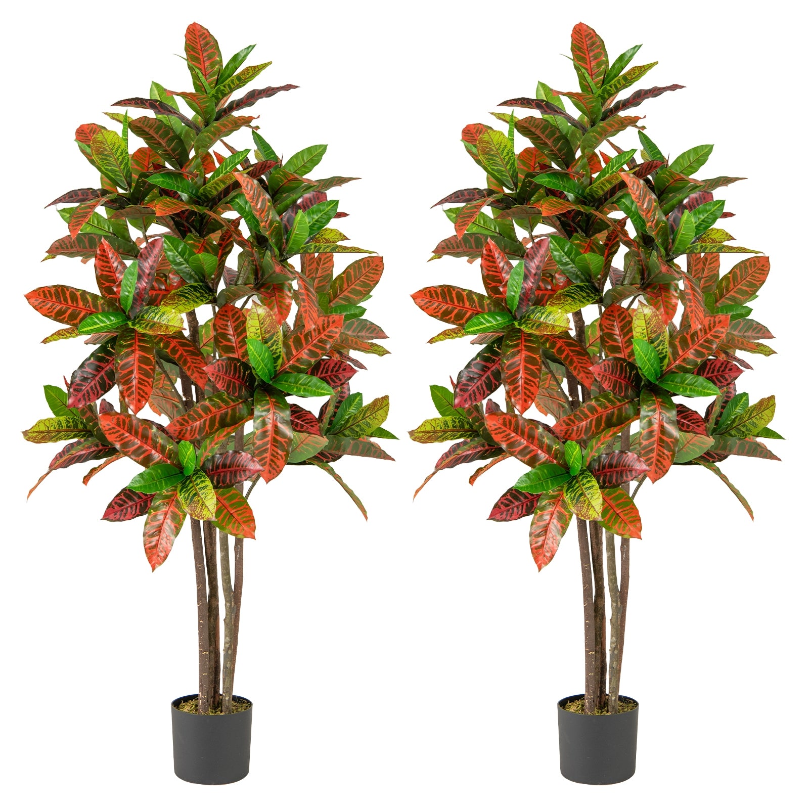 5 FT Tall Artificial Croton Plant with Gradient Leaves and Nursery Pot-2 Peice Faux Plants Options at Gallery Canada