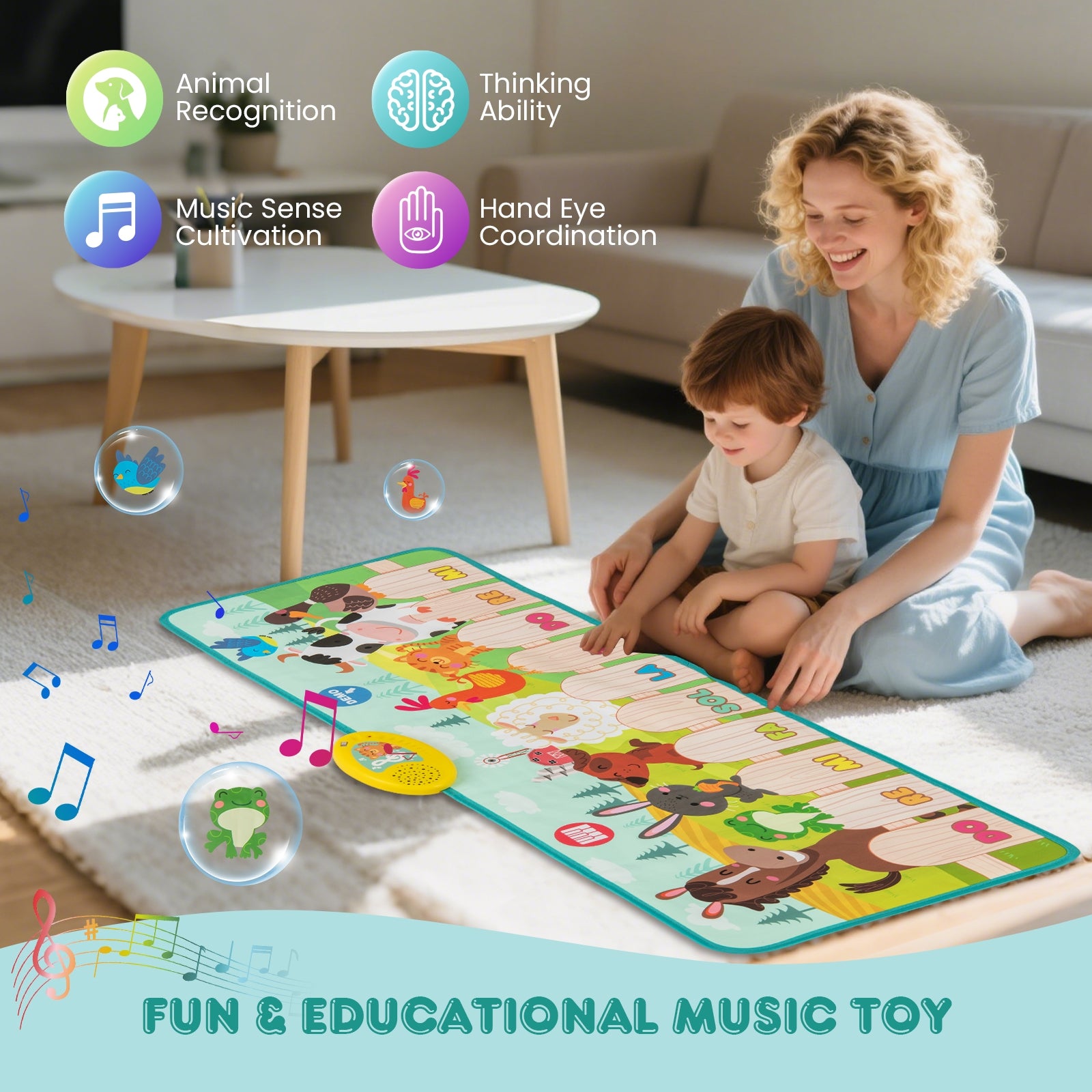 Kids Musical Mat Indoor Outdoor Animal Farm Piano, Multicolor Pianos & Keyboards at Gallery Canada
