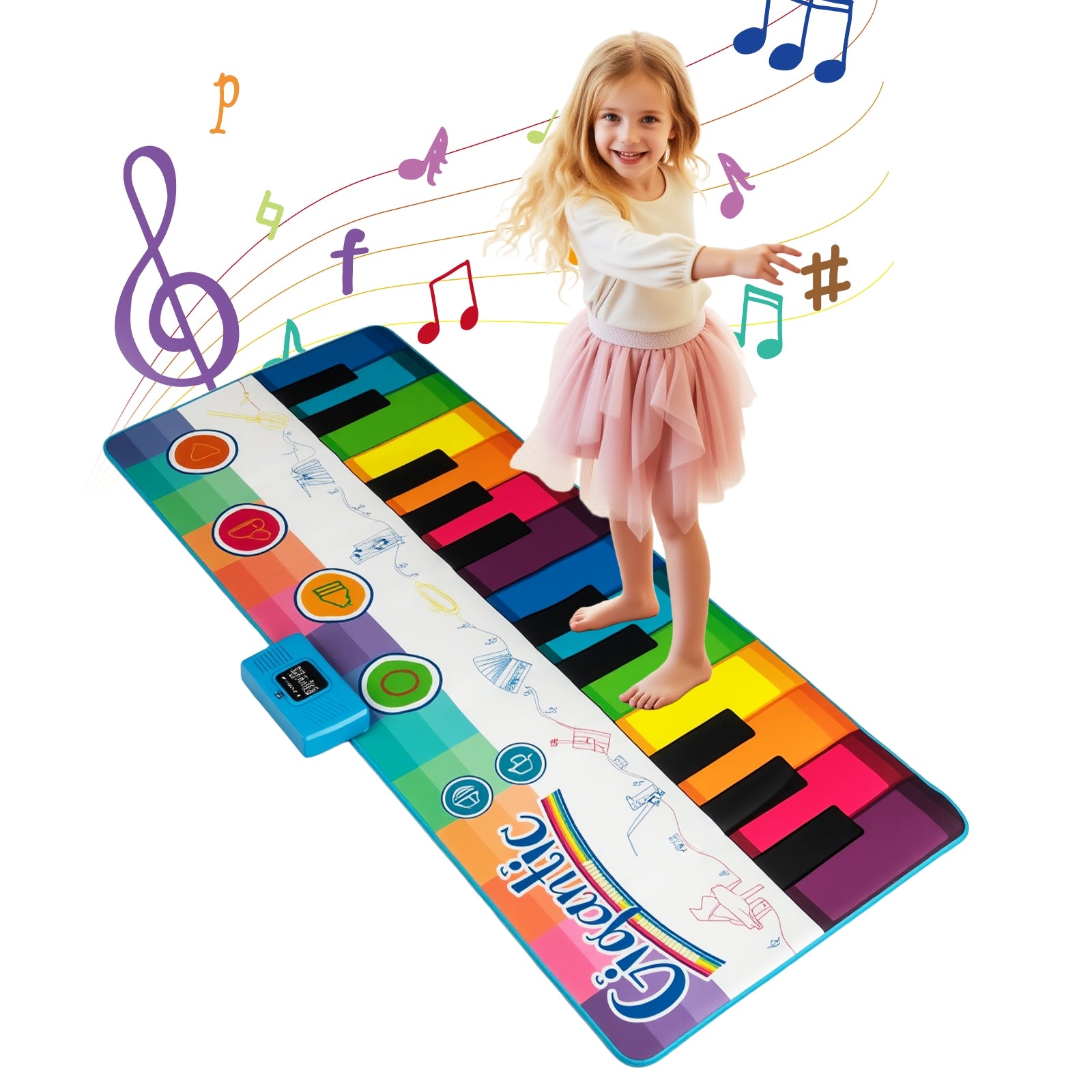 Floor Piano Dance Mat for Kids Musical Playmat with 8 Instrument Sounds, Multicolor Pianos & Keyboards Multicolor at Gallery Canada