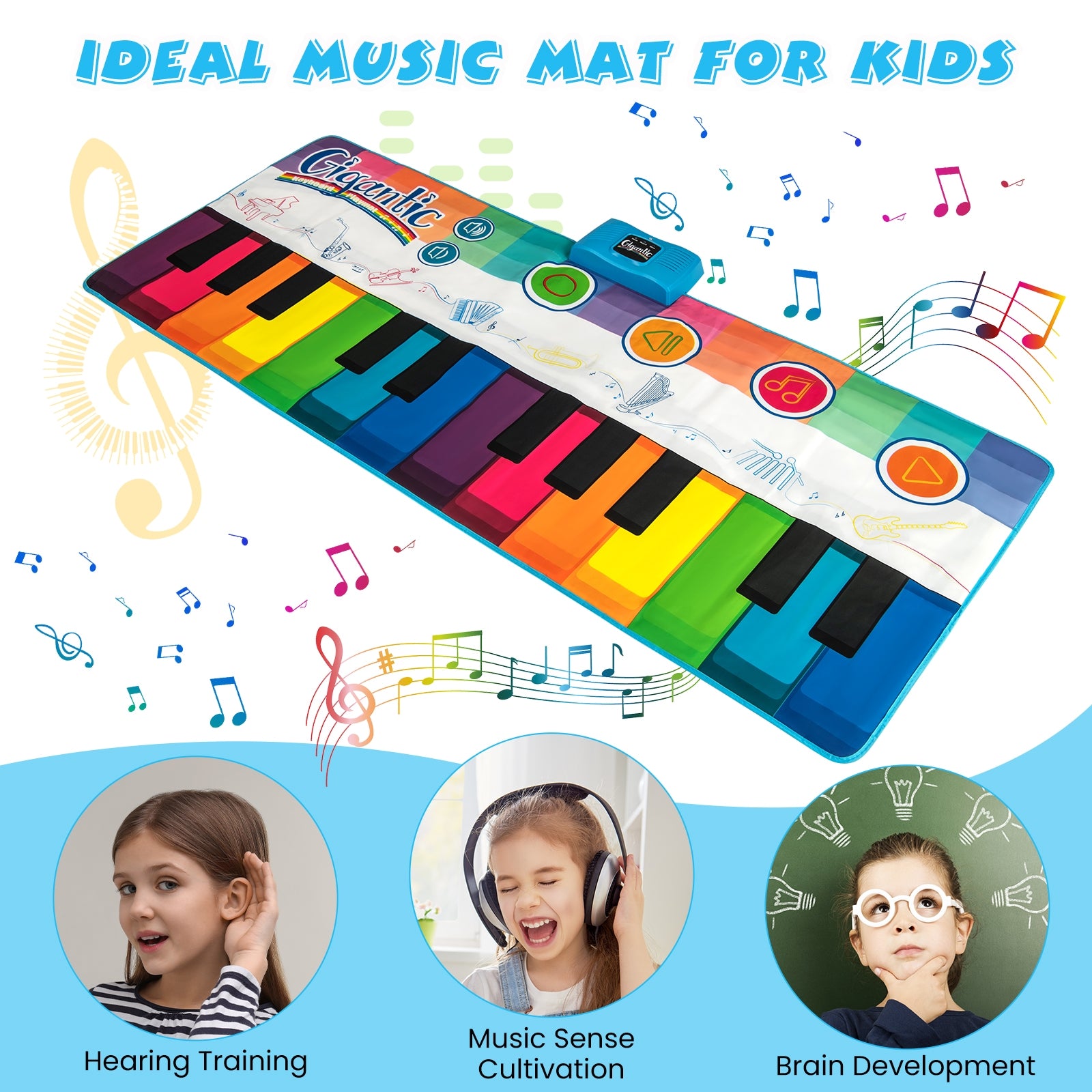 Floor Piano Dance Mat for Kids Musical Playmat with 8 Instrument Sounds, Multicolor Pianos & Keyboards at Gallery Canada
