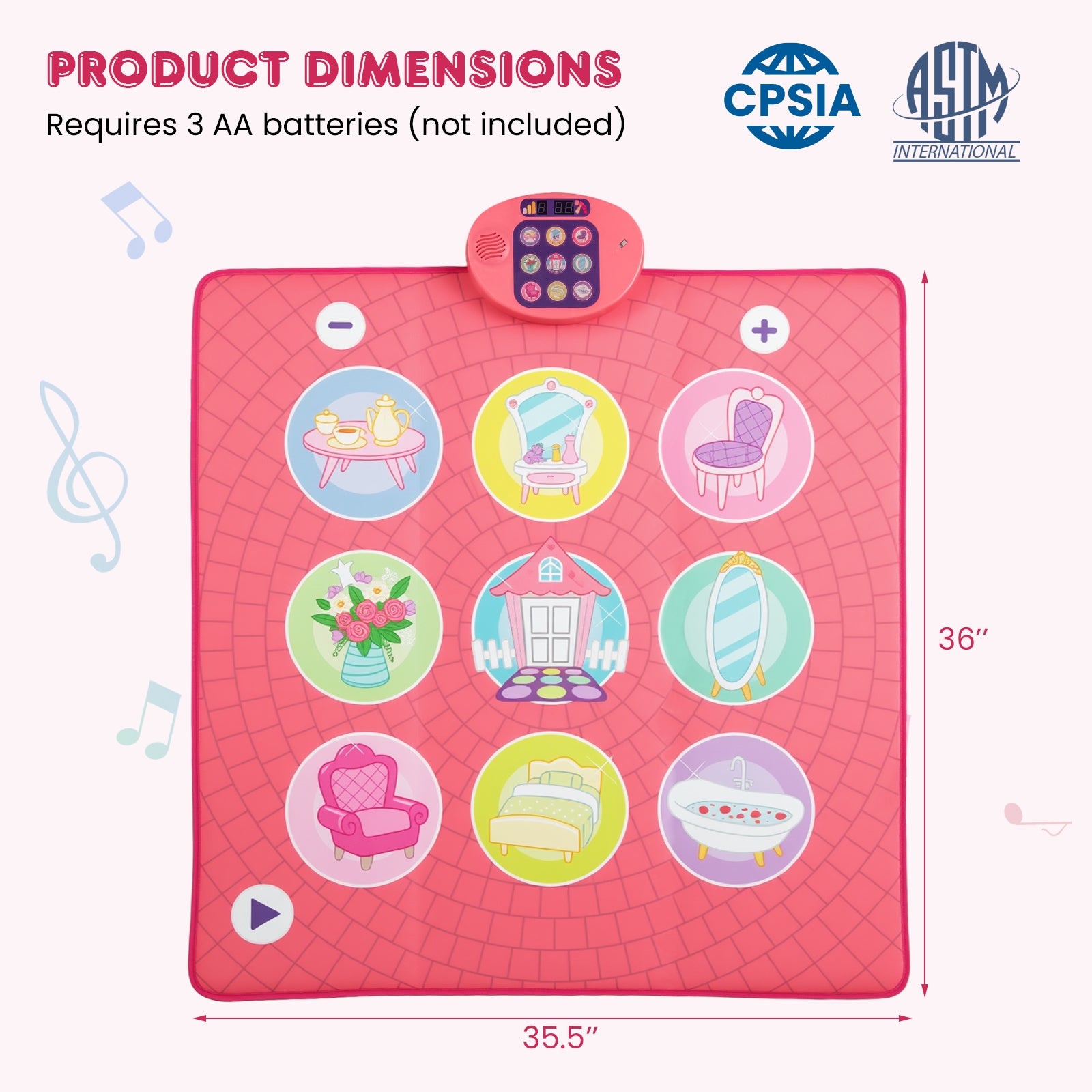 Fun Dance Mat for Kids Dance Pad Game Toy, Pink Pianos & Keyboards at Gallery Canada