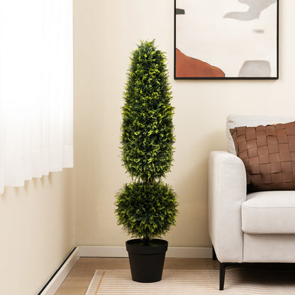 4 Feet Artificial Boxwood Topiary Tree with Natural Vines and PE Leaves, Green Faux Plants at Gallery Canada