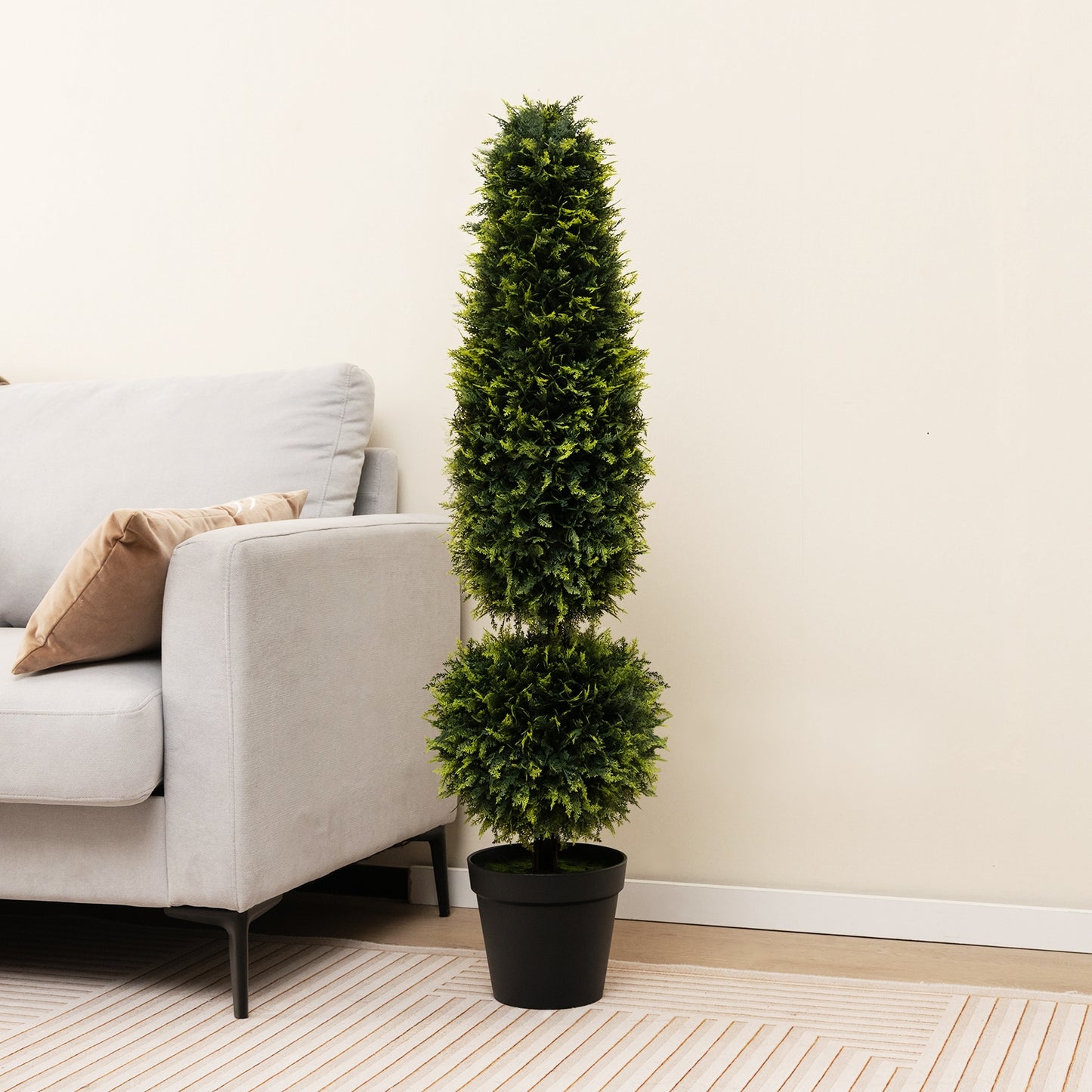 4 Feet Artificial Boxwood Topiary Tree with Natural Vines and PE Leaves, Green Faux Plants at Gallery Canada