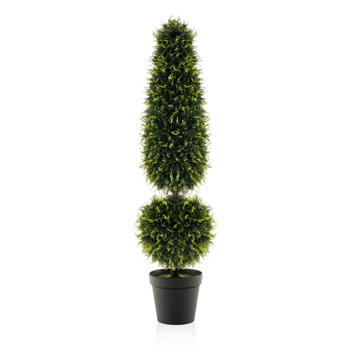 4 Feet Artificial Boxwood Topiary Tree with Natural Vines and PE Leaves, Green