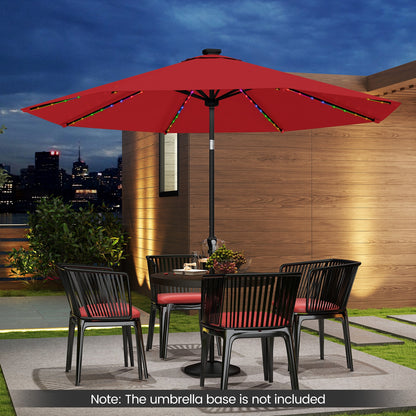 10 Feet Solar Patio Umbrella with 96 Multi-Colored Flowing LED Lights and Tilt Adjustment, Red Outdoor Umbrellas at Gallery Canada