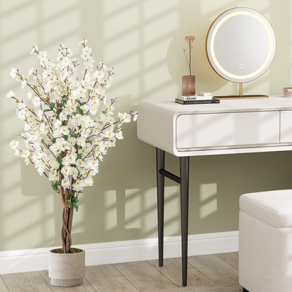 Faux Plum Blossom Plant with White Fabric Flower and Solid Wood Trunk, White Faux Plants at Gallery Canada