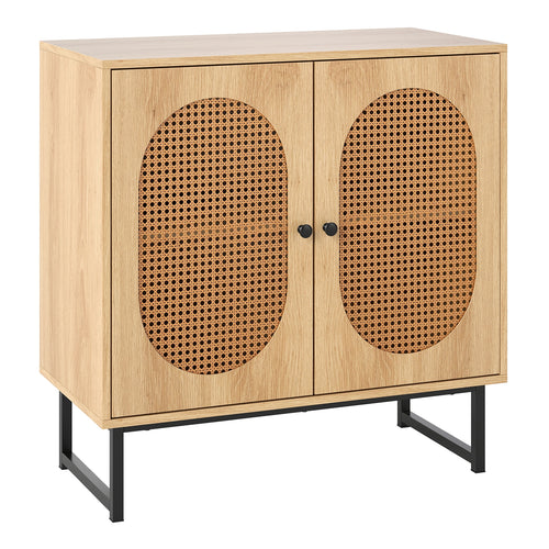 Rattan Buffet Cabinet, 2 Doors, Adjustable Shelf, Natural