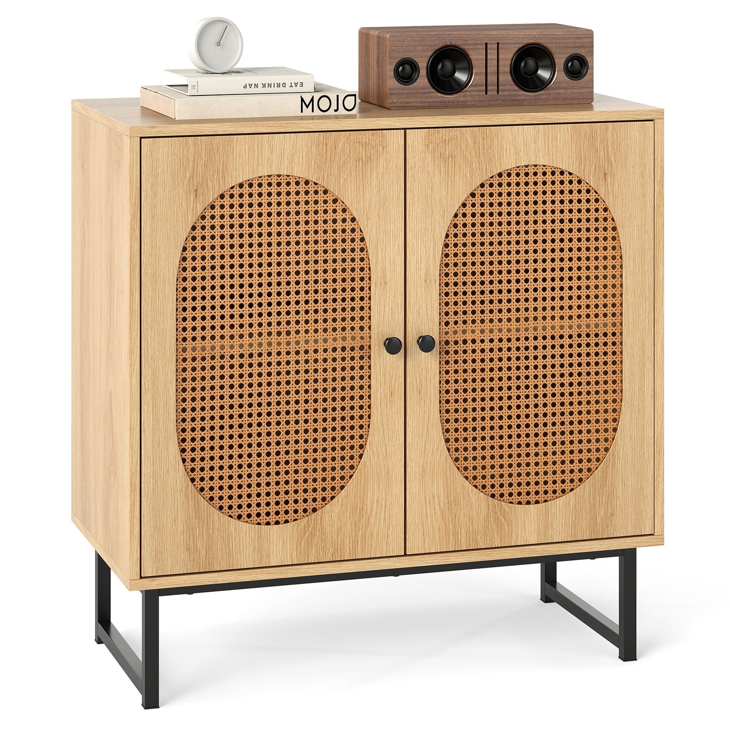 Buffet Cabinet Rattan Storage Cabinet with 2 Doors and Adjustable Shelf, Natural Sideboards Cabinets & Buffets at Gallery Canada