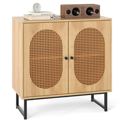Buffet Cabinet Rattan Storage Cabinet with 2 Doors and Adjustable Shelf, Natural Sideboards Cabinets & Buffets at Gallery Canada