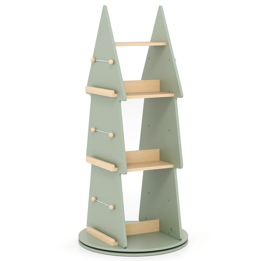 4 Tier Tree Shape Kids Rotating Bookshelf, Green Kids Storage Green at Gallery Canada