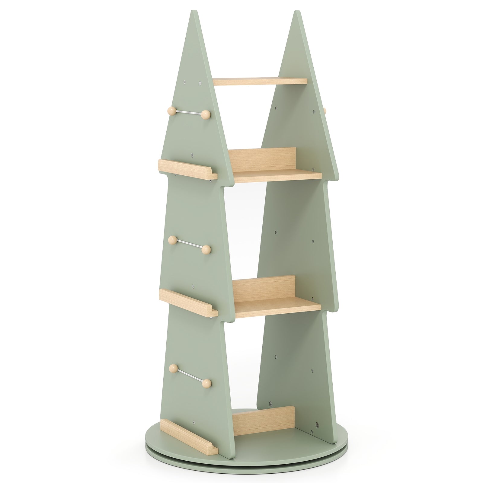 4 Tier Tree Shape Kids Rotating Bookshelf 360° Display Rack Storage Organizer, Green Kids Storage Green at Gallery Canada